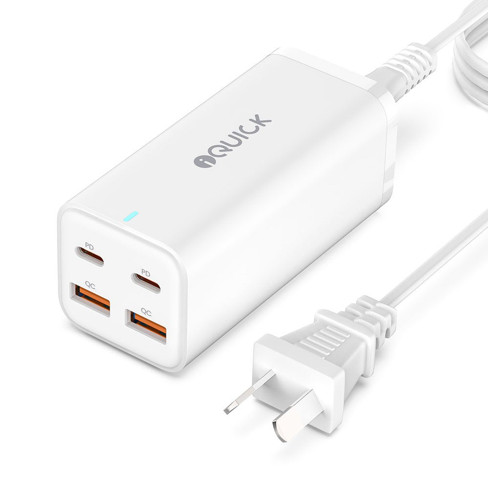 iQuick 100W 2USB-A 2USB-C 4-Port Charger Power Strip-White