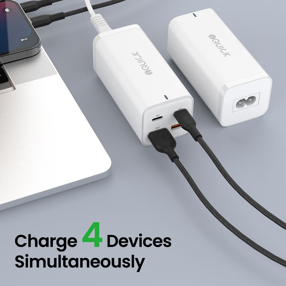 iQuick 100W 2USB-A 2USB-C 4-Port Charger Power Strip-White