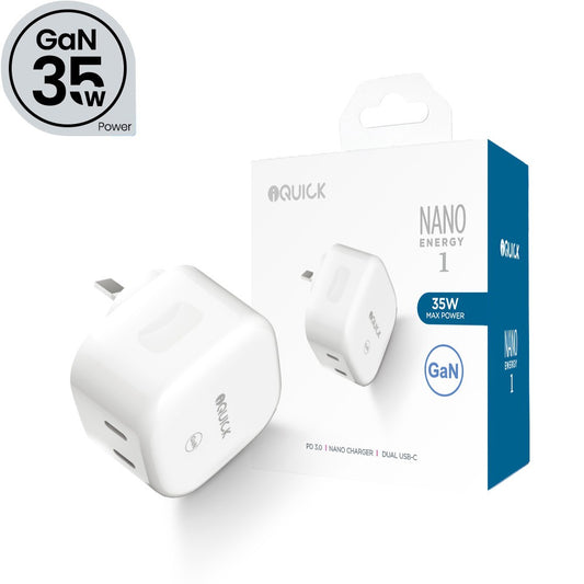 iQuick 35W USB-C Dual Ports Charging Adapter-White