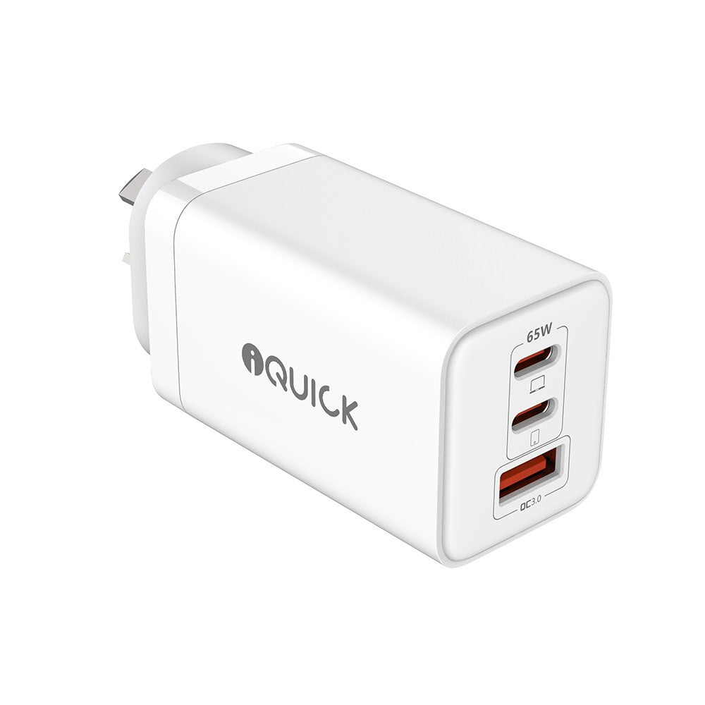 iQuick 65W USB-C Dual Ports Charging Adapter-White