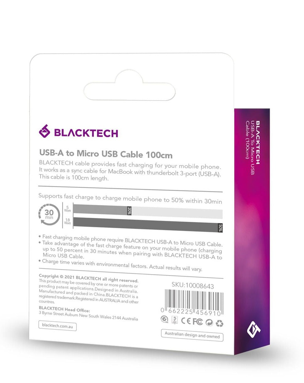 BLACKTECH USB-A To MICRO-USB Fast Charging Cable(BLACKTECH USB-A To MICRO-USB Fast Charging Cable)