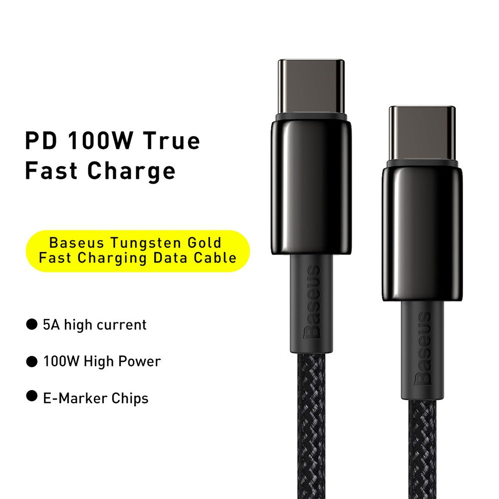 Baseus Tungsten Gold Fast Charging Data Cable Type-C to Type-C 100W 2M